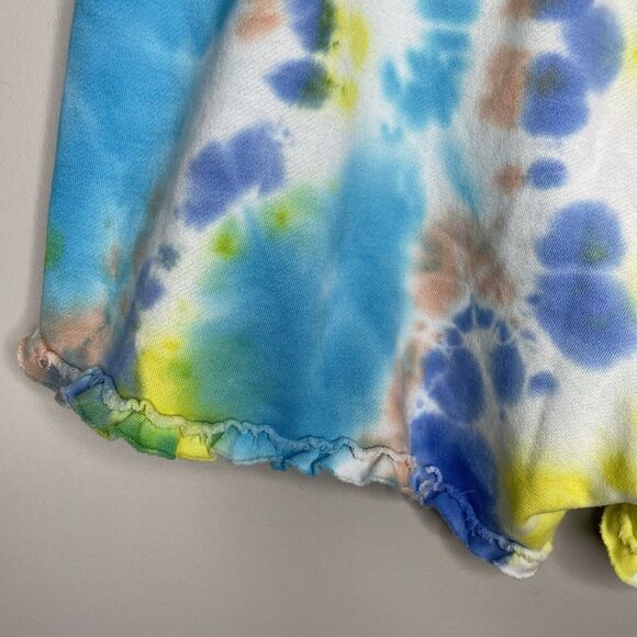 GENERATION LOVE Womens Jay Ruffle Sweat Shorts NEW Blue Multi Tie-Dye Sz Large L - Picture 8 of 12